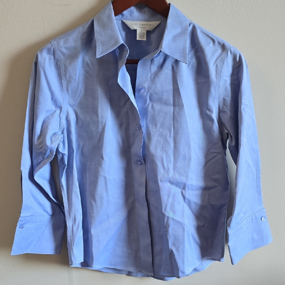 Petite Sophisticate Sky Blue Non-Iron Shirt